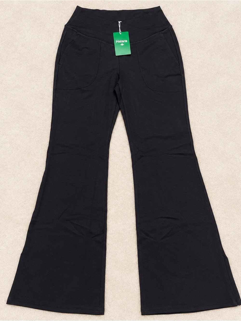 Halara Black Crossover Flare Wide-Leg Pants